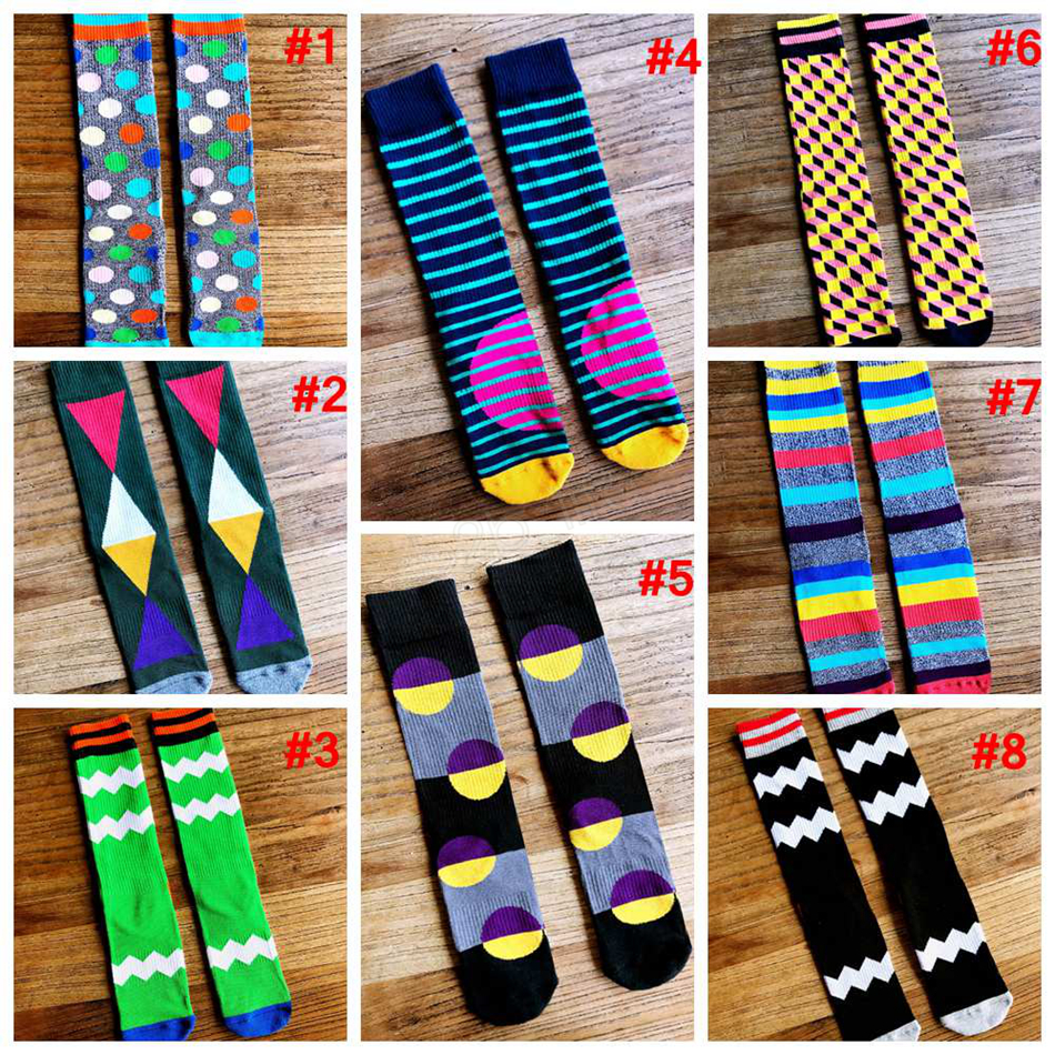 Fashion-Mid socks striped dot colorful sport outdoor Diamond European Fund Funny Happy Cotton PULL Directly Plate Motion Socks