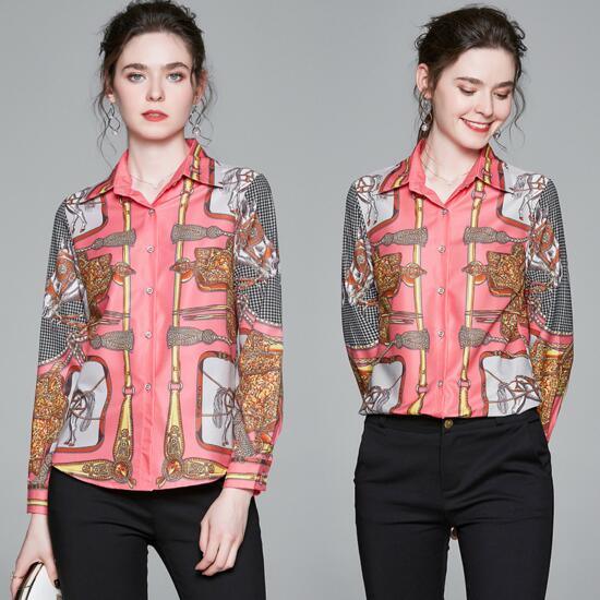 Spring new printed long sleeve lapel fashion temperament slim shirt, As the picture
Spring new printed long sleeve lapel fashion temperament slim shirt, As the picture
