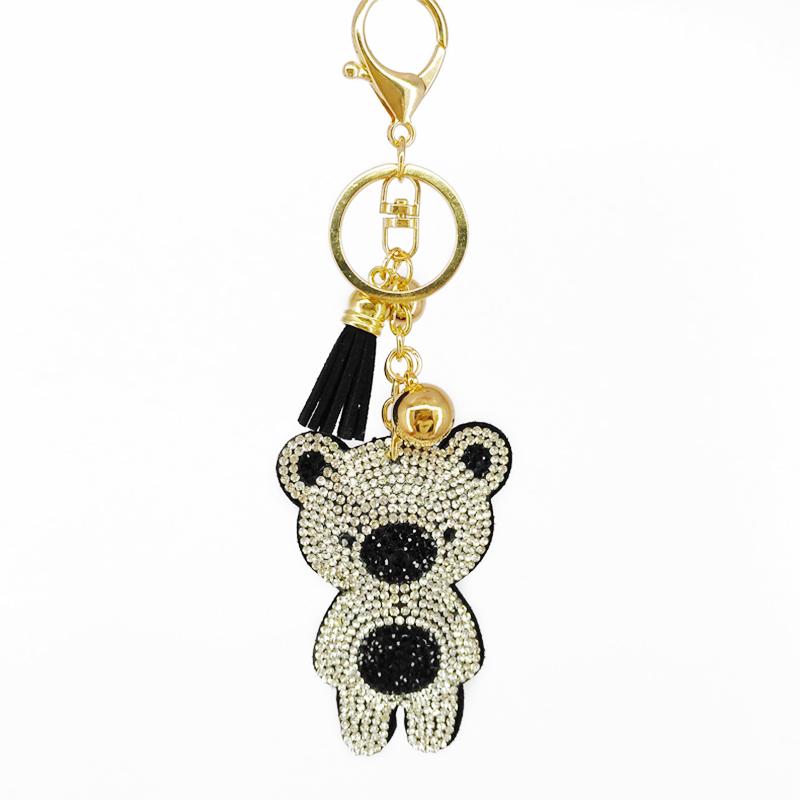 6pcs/lot Cute Key Chains Cartoon Bears Rhinestone Keychains Bags Wallet Pendants Decoration Jewelry Ornaments Phone Accessories