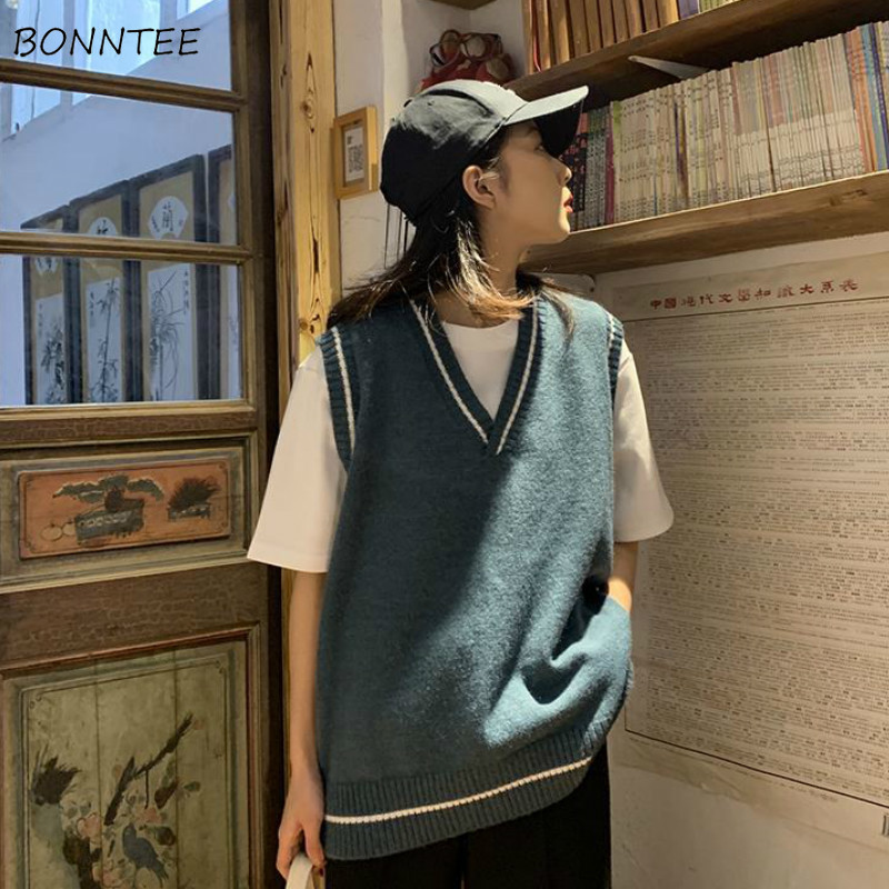 Sweater Vest Women Students Knitting Top Simple V-Neck Striped Korean Style Ulzzang Daily BF Womens Clothing All-match Loose 2XL, Black
Sweater Vest Women Students Knitting Top Simple V-Neck Striped Korean Style Ulzzang Daily BF Womens Clothing All-match Loose 2XL, Black