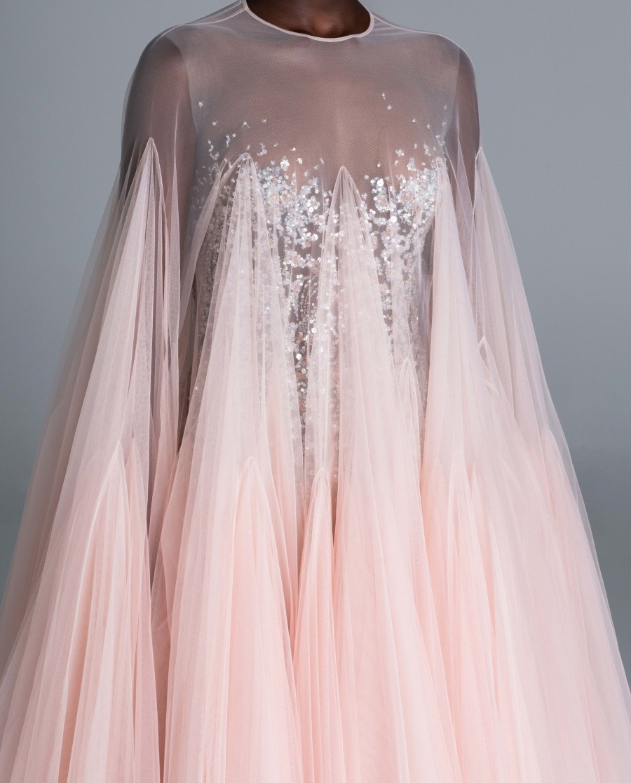 Stunning Sequined Prom Dresses Sheer Jewel Neck A Line Short Evening Gowns Covered Buttons Knee Length Tulle Pleated Formal Dress