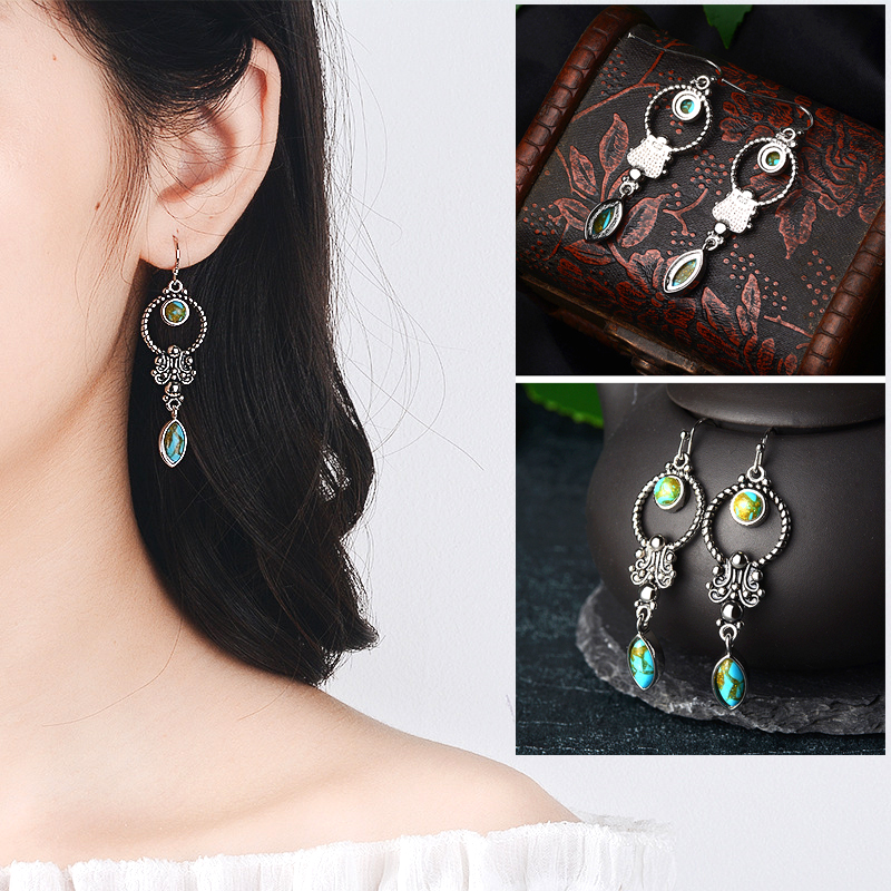 Vintage Thai silver women's pop earrings ear cuff green pine fell jewelry wholesale and retail
Vintage Thai silver women's pop earrings ear cuff green pine fell jewelry wholesale and retail
