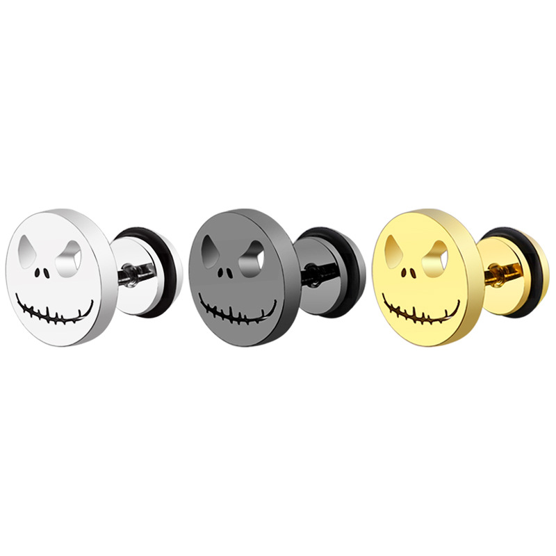 Gold Silver Black Color Cute Stud Earrings Funny pumpkin Ghost Nightmare Face Women Men Earring Jewelry Wholesale