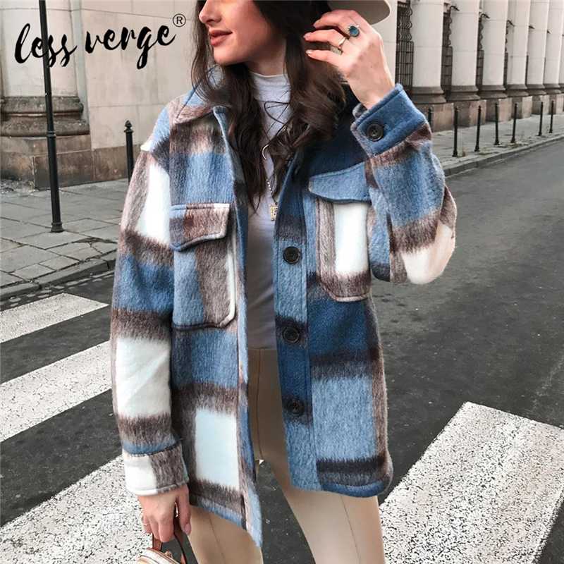 Lessverge New Fashion Women Plaid Coat Button Down Jacket Coat Worsted Long Sleeve Warm Woollen, Multi 
Lessverge New Fashion Women Plaid Coat Button Down Jacket Coat Worsted Long Sleeve Warm Woollen, Multi