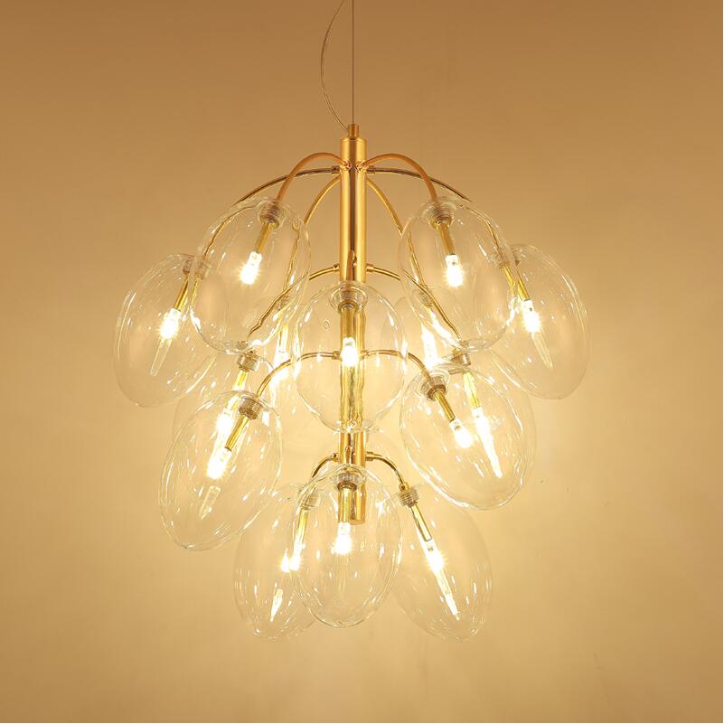 LED Chrome Grape Glass Pendant Lamps light 4/7/15/18 Dining Room Shop gold iron chandeliers