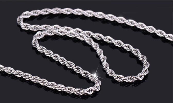 Top Quality 925 Sterling Silver Men Women Twist ROPE Chain Necklaces 2MM