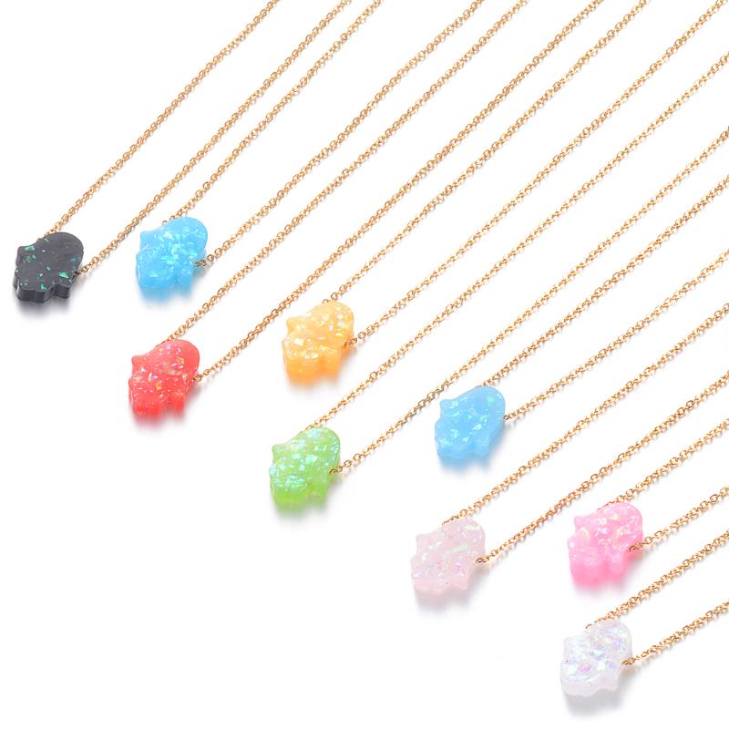 Pendant Necklaces Multiple Colors Fatima Hand Hamsa Opal Stone 100% Stainless Steel Necklace Golden Sliver Chain Choker Gifts Femme
Pendant Necklaces Multiple Colors Fatima Hand Hamsa Opal Stone 100% Stainless Steel Necklace Golden Sliver Chain Choker Gifts Femme