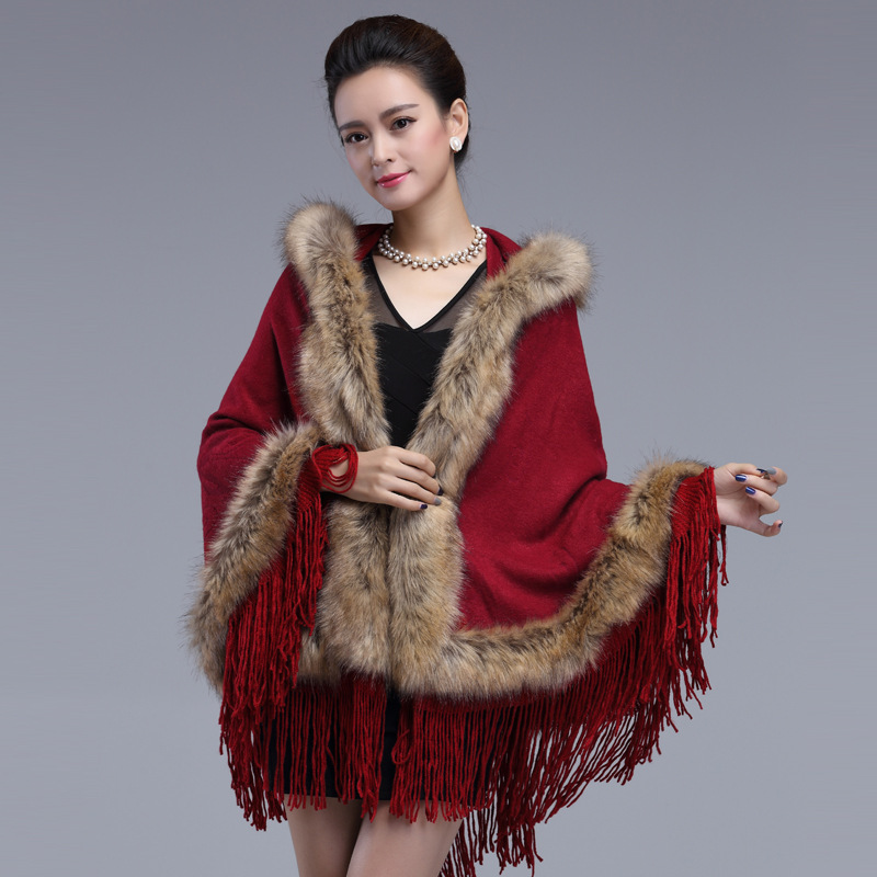2016 Winter Warm Hooded Women Cape Fashion Soft Big Faux Fur Tassels Women Coat Knitted Woman Shawl Cloak Jacket Clothing, Black
2016 Winter Warm Hooded Women Cape Fashion Soft Big Faux Fur Tassels Women Coat Knitted Woman Shawl Cloak Jacket Clothing, Black