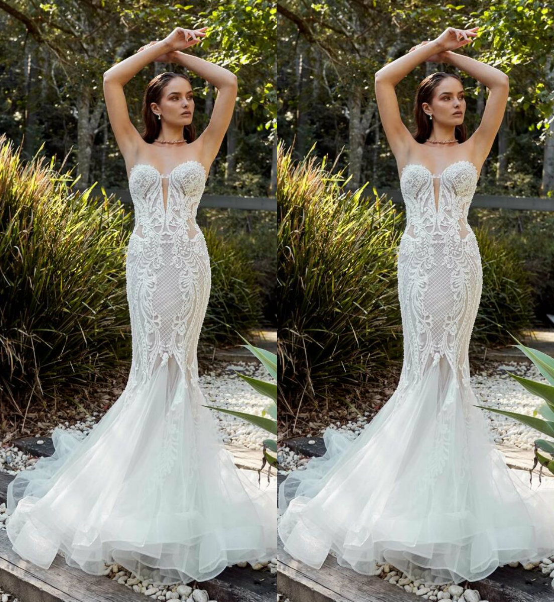 Plus Size Mermaid Wedding Dresses Sweetheart Lace Appliqued Sweep Train Gorgeous Beach Wedding Dress Custom Made Country Bridal Gowns