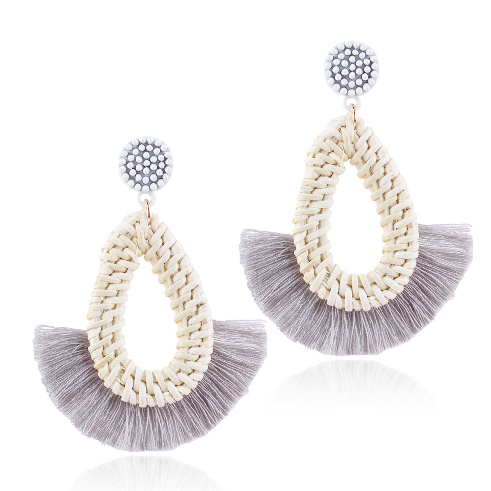 Woven earrings fan-shaped tassel earrings women's bohemian jewelry statement chandelier wind tassel woven earrings