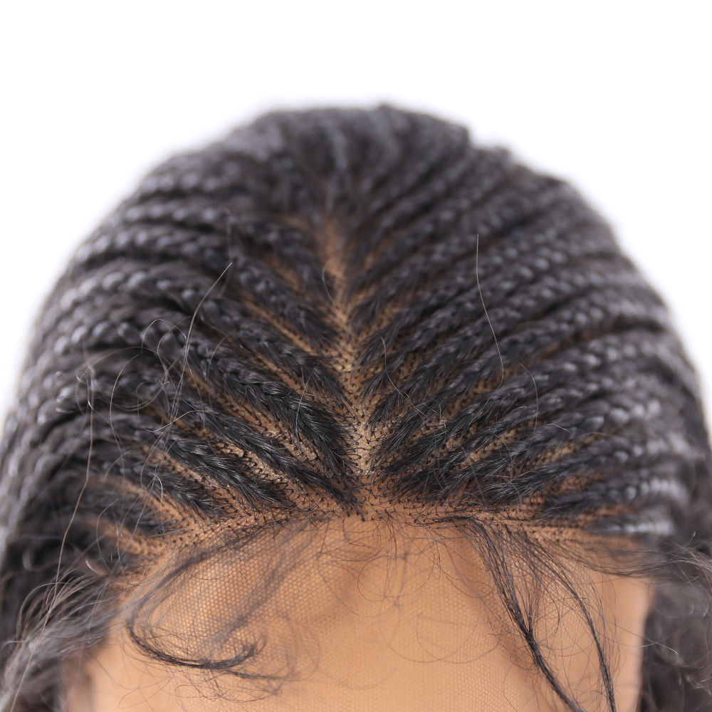 braiding hair 13x6 Lace Front Wig braids hairstyles Heat Resistant Synthetic Braided Wigs Long box cornrow Braid faux locs Wig Middle Part
