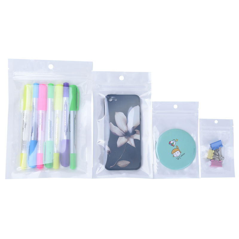 100PCS White Pearl Zip Lock Hanging Packaging Bags Reclosable Office Supplies Phone Case Bracelets Bra Underwear E-cigarettes Christams Gifts Storage 