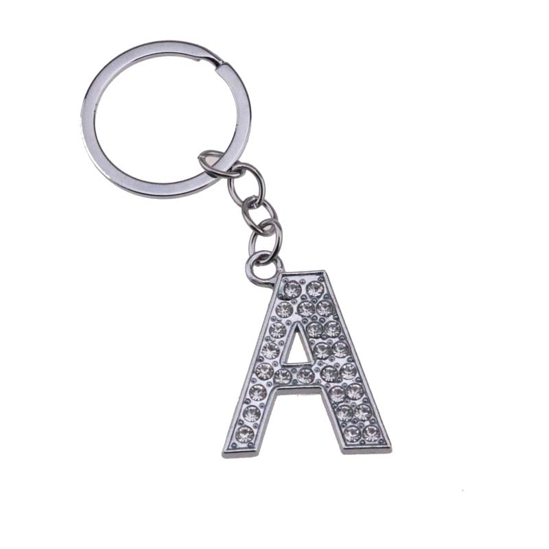 26PcsLot AZ 32quot Alloy Alphabet Letter Keyring Full Rhinestone Key Chain DIY Accessories