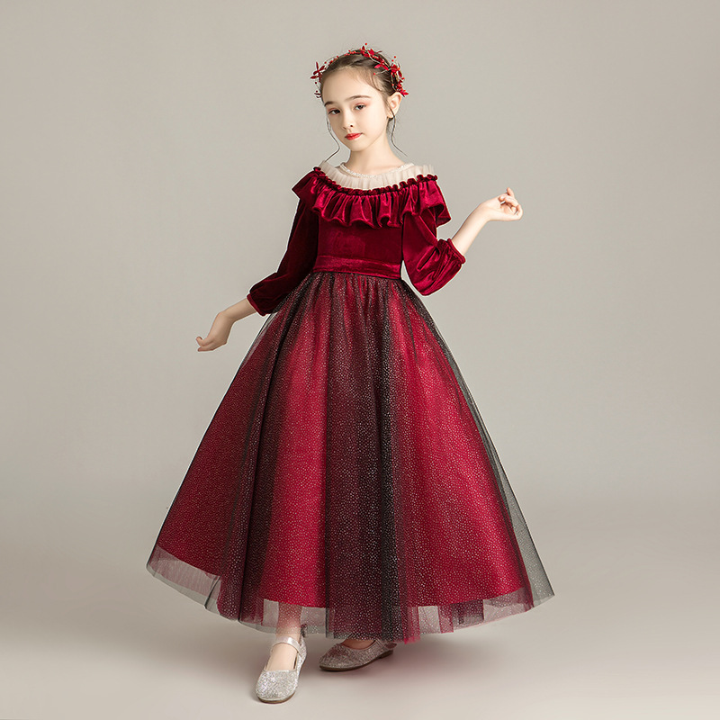 Elegant Beads Sequins Girls Pageant Dresses 2020 Crystal Girl Communion Dress Ball Gown Kids Formal Wear Flower Girls Dresses for Wedding