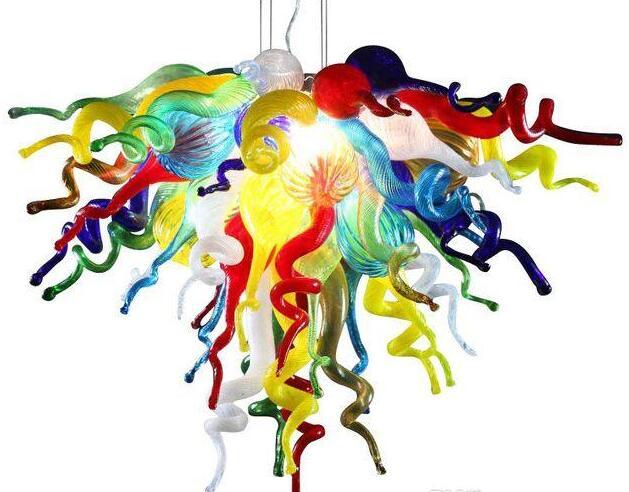 Murano Glass Chandelier Hand Made Blown Glass LED Chandelier Lamps Modern Pendant Lamps for Livingroom Bedroom Dining Room Multi Colored