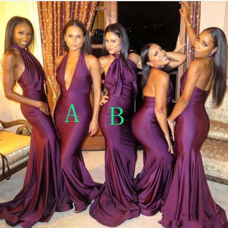 New Arrival 2020 Elegant Mermaid Bridesmaid Dresses Halter Neck Elastic Satin Long Evening Guest Prom Party Gowns
New Arrival 2020 Elegant Mermaid Bridesmaid Dresses Halter Neck Elastic Satin Long Evening Guest Prom Party Gowns