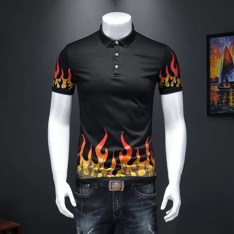 2020 Flame Print Shirt Men Casual Stretch Cotton T Shirt Mens Fashions Short Sleeve Plus Size Clothing, Black
2020 Flame Print Shirt Men Casual Stretch Cotton T Shirt Mens Fashions Short Sleeve Plus Size Clothing, Black