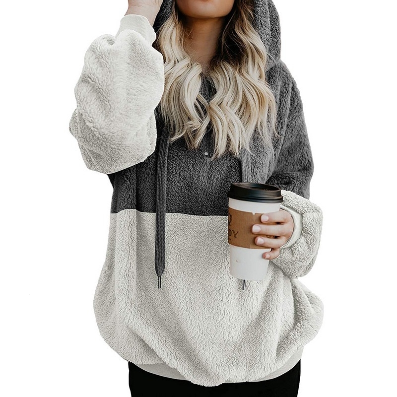OEAK Women Fluffy Fur Hoodie Girl Winter Loose Hooded Jacket Warm Outwear Coat Cute Sweatshirt Plus size 5XL 2018 New Fashion V191129