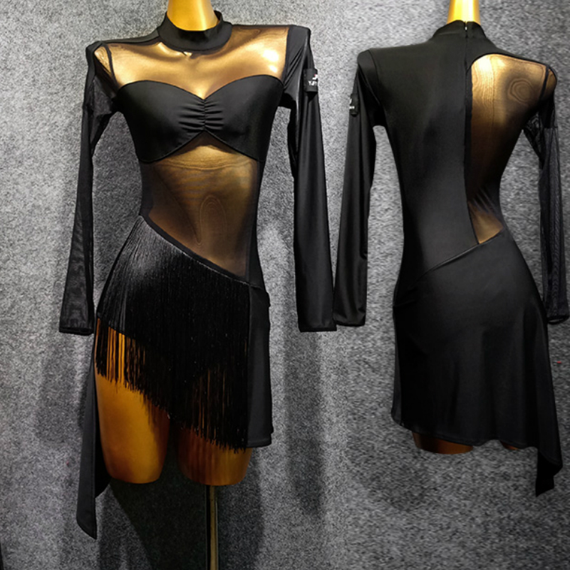Latin Dance Dress Female Adult New Dress Fringed Skirt Long Sleeve Dance Tango Women Ballroom Latin, Black
Latin Dance Dress Female Adult New Dress Fringed Skirt Long Sleeve Dance Tango Women Ballroom Latin, Black