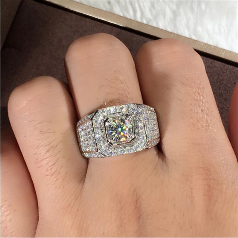 Victoria Wieck Luxury Jewelry 925 Sterling Silver Round Cut White Topaz Pave CZ Diamond Stackable Women Wedding Band Ring For Men Gift