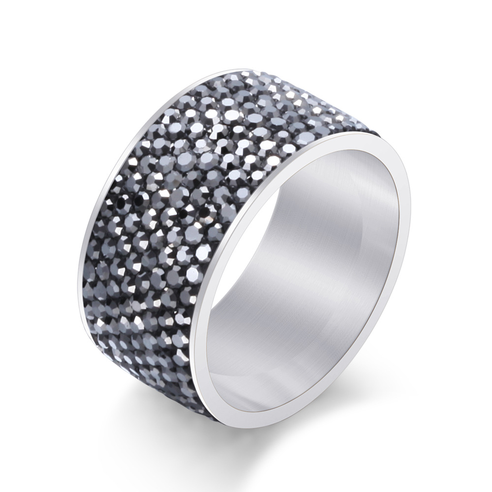 Titanium Stainless Steel Full Diamond Ring Band for Men and Women Couple 2023 New in Personalized Iced Out White Black Lovers Wedding Matching Rings G