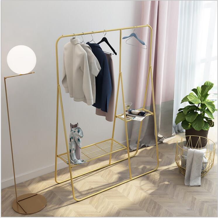 Clothing Shopping Rack Bedroom Furniture Clothes Shop Golden Racks store Window Bag Show shelf Cloth Side Hanging
