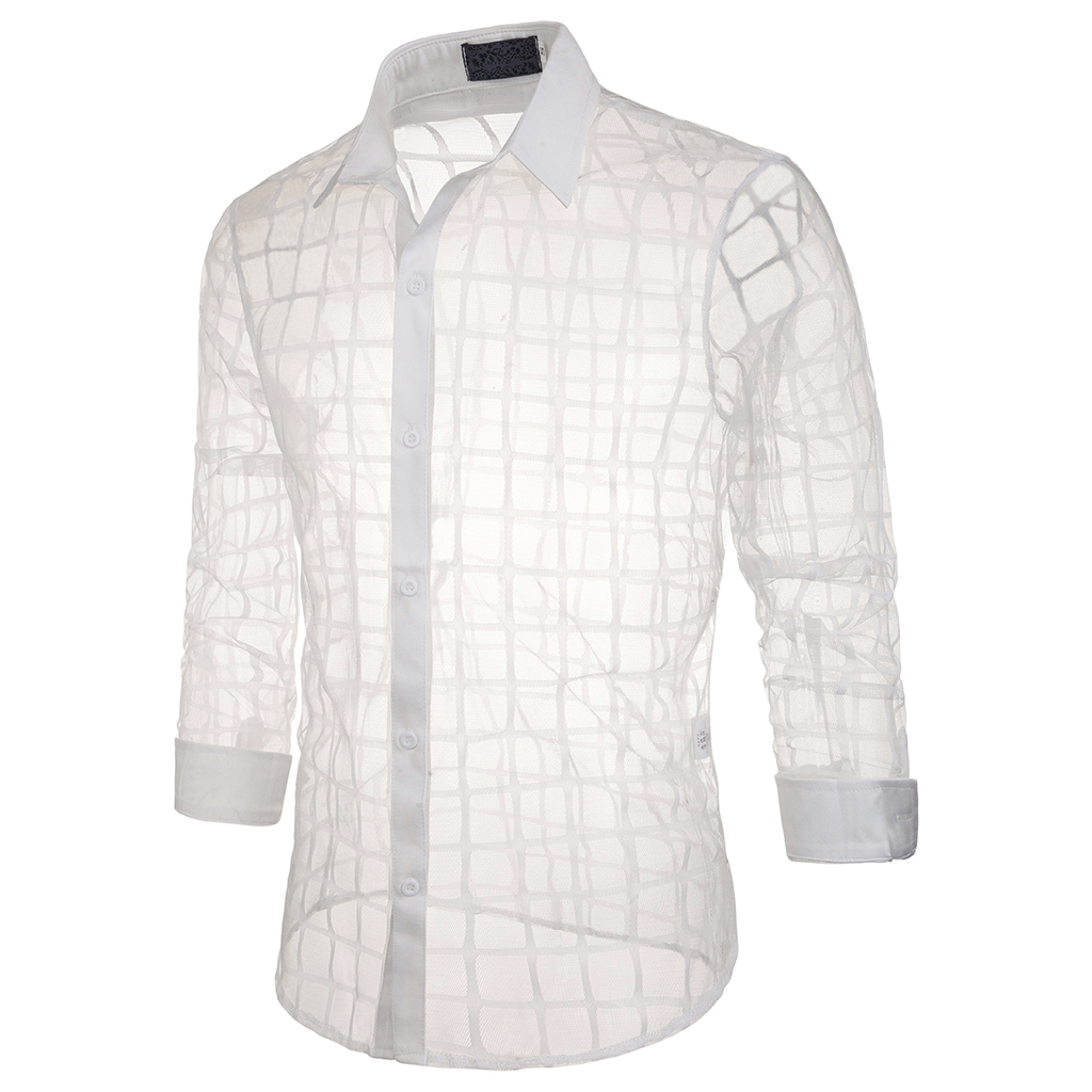 HEFLASHOR Men's Autumn Shirt Stage Slim Fashion Plaid Transparent Lapel Shirt Casual Transparent Men's Long Sleeve new
HEFLASHOR Men's Autumn Shirt Stage Slim Fashion Plaid Transparent Lapel Shirt Casual Transparent Men's Long Sleeve new