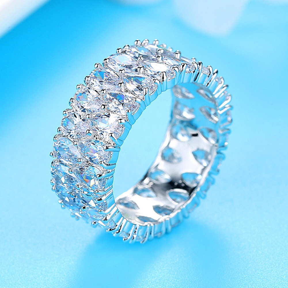 Choucong Brand New Sparkling Luxury Jewelry 925 Sterling Silver Pear Cut White Topaz Double CZ Diamond Gemstones Party Women Wedding Ring