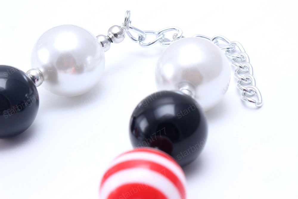Fashion Red Bowknot Girls Chunky Beads Necklace Baby Child Bubblegum Chunky Necklace Cute Design Beaded Jewelry
