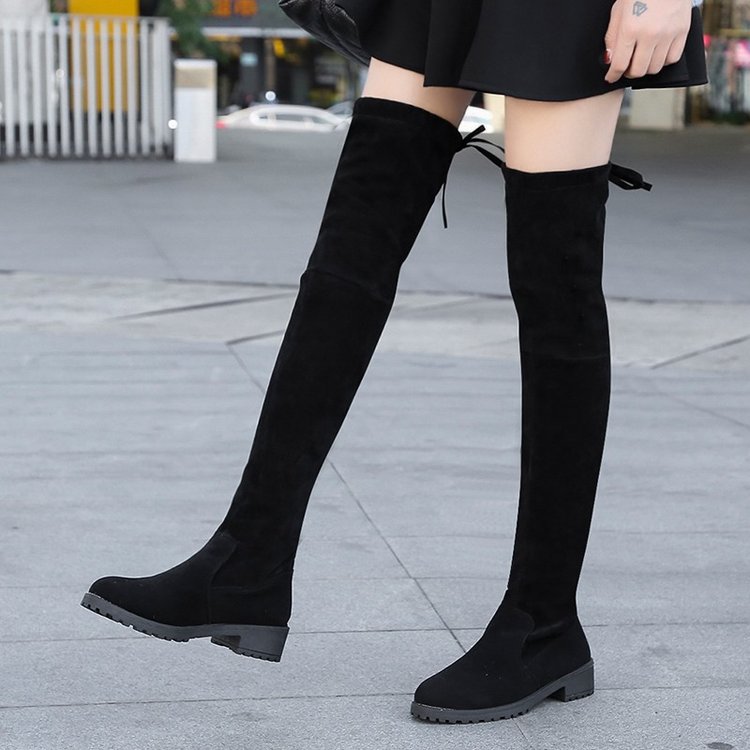 Hot Sale-r The Knee snow Boots women Lace Up low Heels dress Thigh High Boots shoes Winter women Boots mujer &581