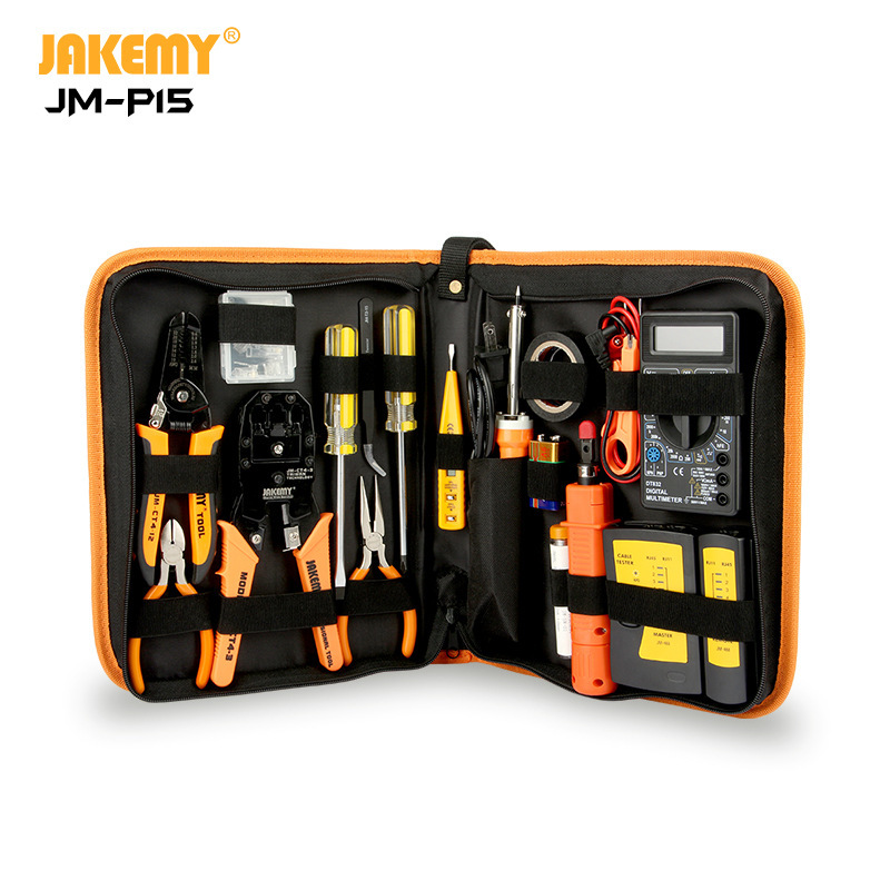 JAKEMY JM-P15 Wholesale Electricians Network Screwdriver DIY Repair Tool Set Electrical Tool Kit Soldering Iron Kit
JAKEMY JM-P15 Wholesale Electricians Network Screwdriver DIY Repair Tool Set Electrical Tool Kit Soldering Iron Kit