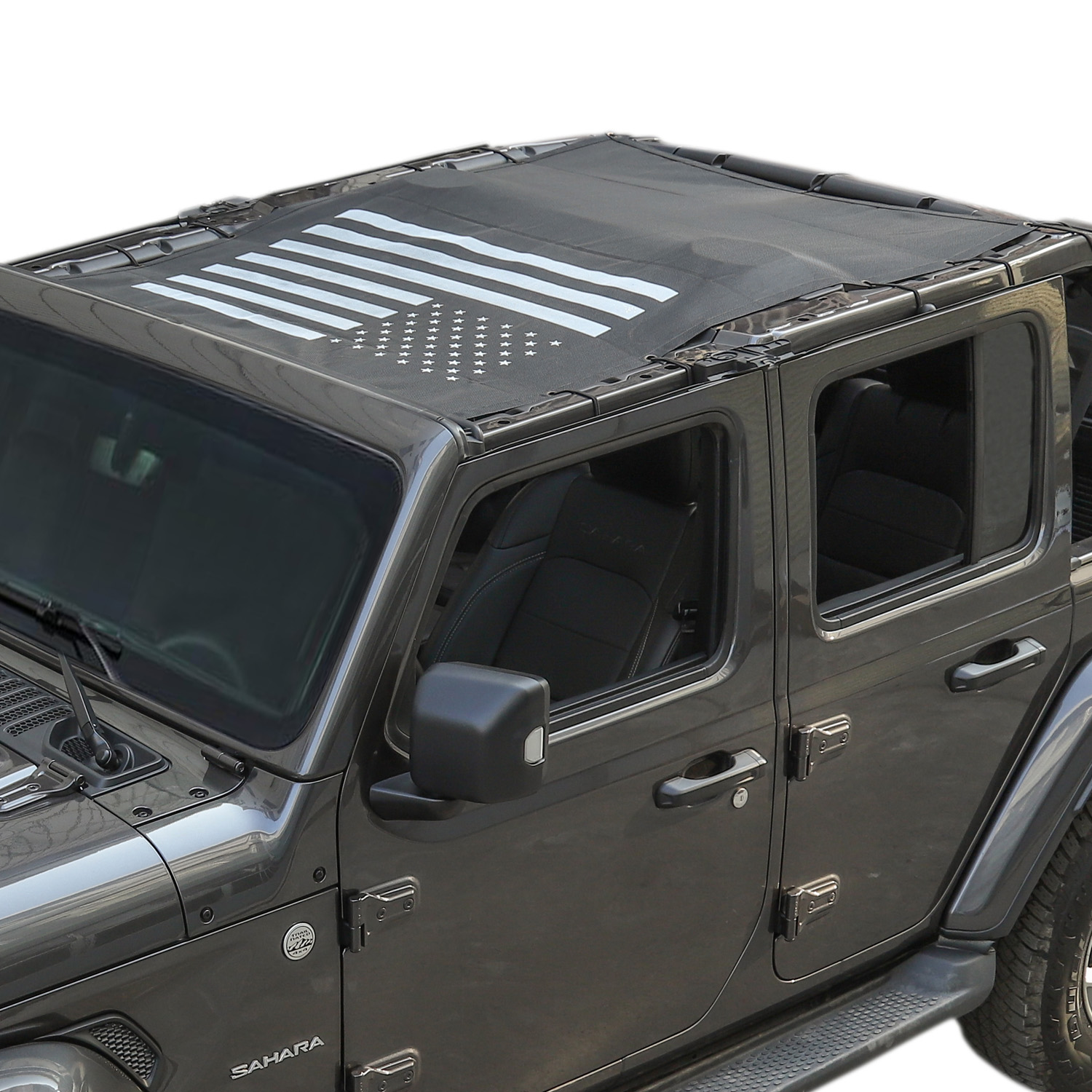 Black Mesh Sunshade Roof SunShade Net (US Flag) For Jeep Wrangler JL JLU 2018-2025 up 4Door Auto Exterior Accessories