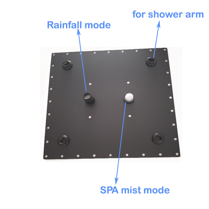 Bathroom Black Rainfall ShowerHead 304 stainless steel 16"/20" LED Light Color Changing Overhead Faucets SPA Mist Rain Bath System Panel