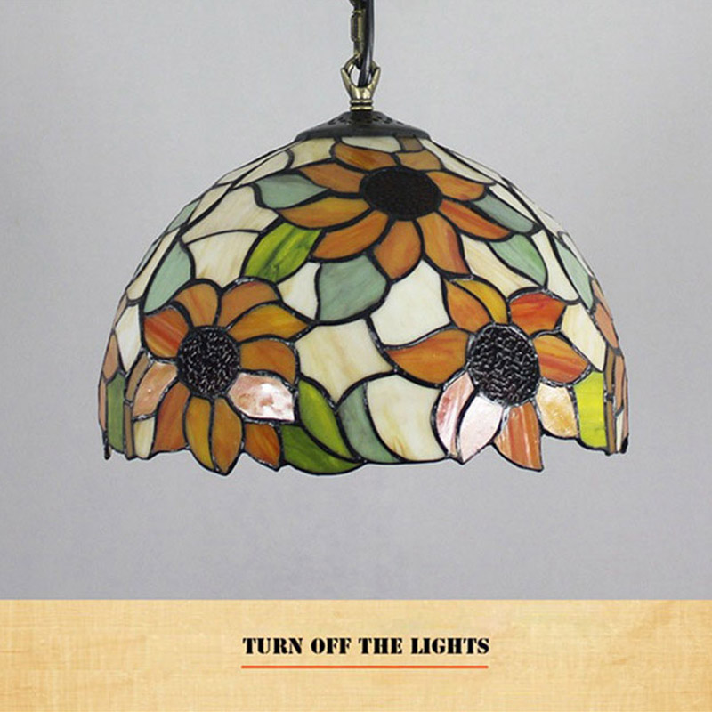 European creative sun flower glass chandelier Tiffany stained glass bar club pastoral retro restaurant art chandelier lamps TF021