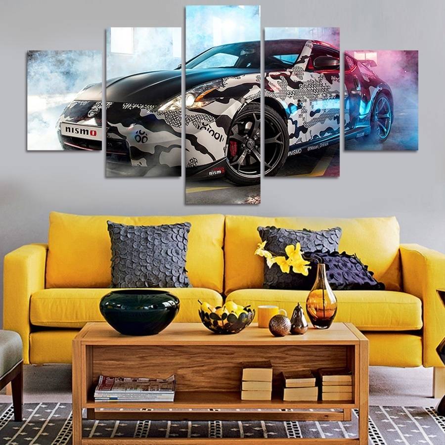 5pcs/set Unframed Nismo Sports Car Colorful Impressionist Painting On Canvas Wall Art Painting Art Picture For Living Room Decor
