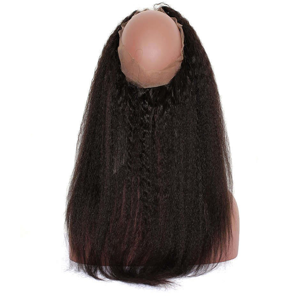 8-20Inch Kinky Straight 360 Lace Frontal Closure Pre Plucked With Baby Hair Brazilian Virgin Human Hair