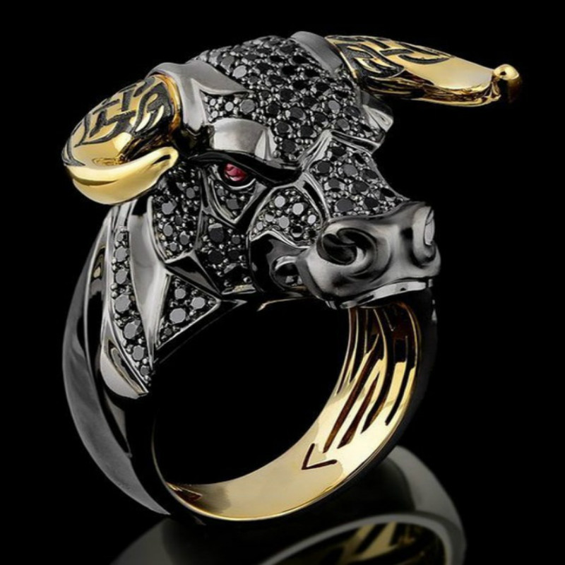 Mighty Men's Black Gold Diamond Bull Head Ring 18K Gold Biker Punk Rings Party Engagement Jewelry Size 8-13
Mighty Men's Black Gold Diamond Bull Head Ring 18K Gold Biker Punk Rings Party Engagement Jewelry Size 8-13