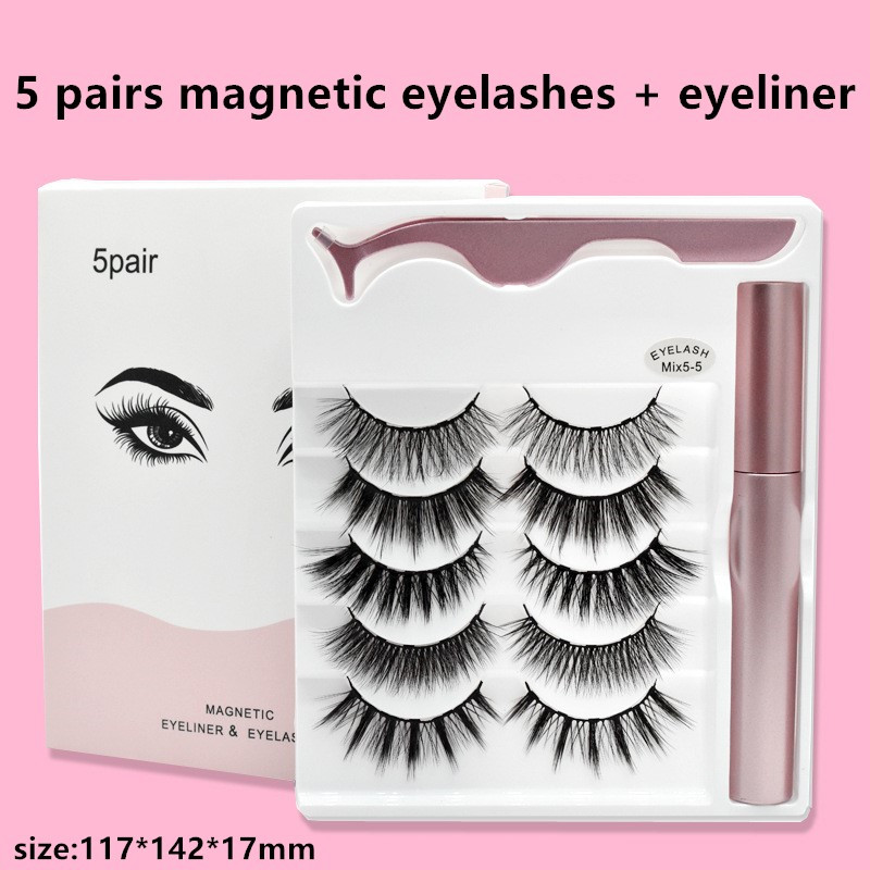 25styles 5 pairs magnetic false eyelashes eyeliner set magnetic eyeliner + tweezers +5 Mixed magnetic eyelashes Drop shipping