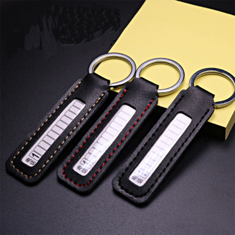 Car Key Chains Phone Number Card PU Leather Keychain Pendant For Men Women Gifts