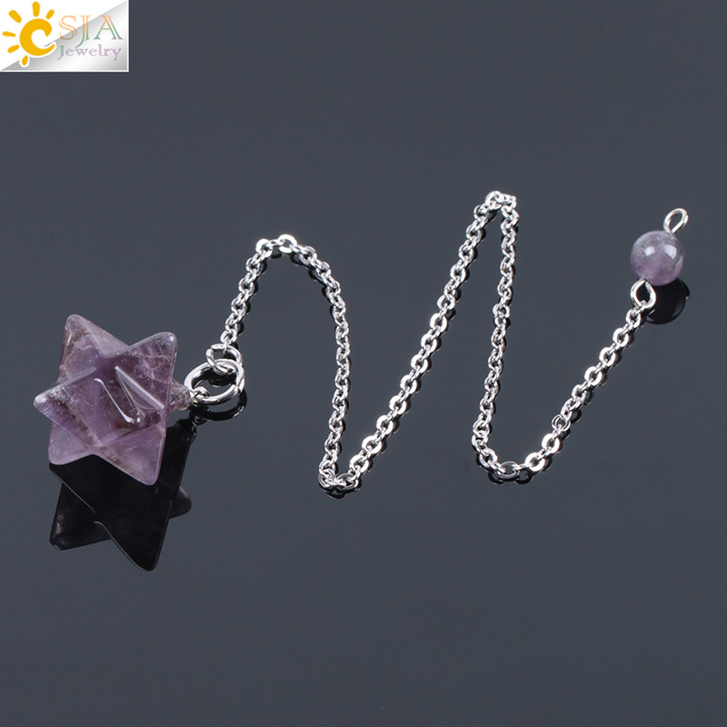 Natural Gem Stones Merkabah Pendulums for Dowsing Divination Wicca Chakra Reiki Pink Crystal Lapis Lazuli Onyx Pendant