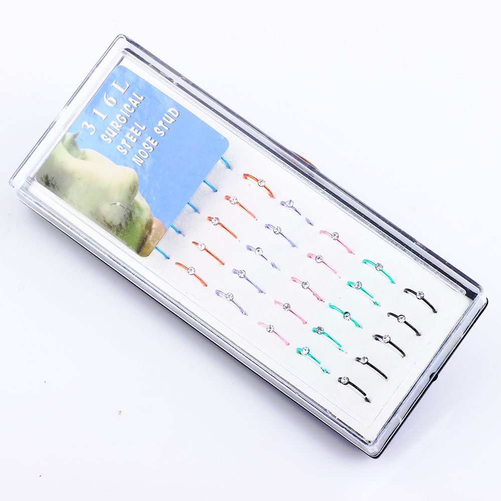 Steel Nose Hoop Rings Whole Body Jewelry Crystal Nose Studs Pin Piercing 120pcs for Sexy Women Men