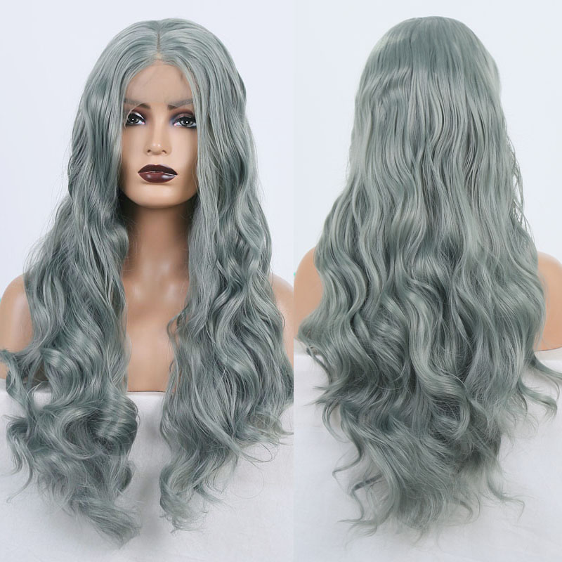 RONGDUOYI Dark Green Hair Lace Wigs for Women Long Body Wave Synthetic Lace Front Wig Middle Part High Temperature Fiber Wigs, As pic
RONGDUOYI Dark Green Hair Lace Wigs for Women Long Body Wave Synthetic Lace Front Wig Middle Part High Temperature Fiber Wigs, As pic