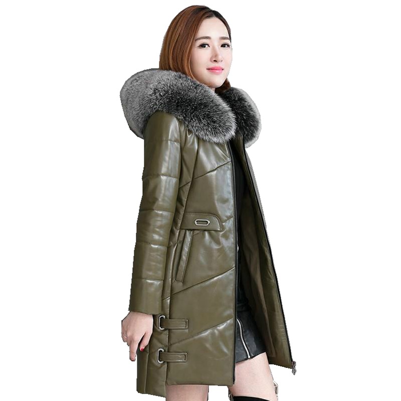 Luxury Genuine Sheepskin Leather Suede Down Parkas Coat Jacket With Fur Hoody Winter Women Outerwear Coats Plus Size LF9031, Black
Luxury Genuine Sheepskin Leather Suede Down Parkas Coat Jacket With Fur Hoody Winter Women Outerwear Coats Plus Size LF9031, Black