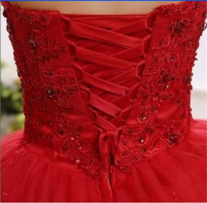 Beautiful Red Quinceanera Dresses Beaded Party Prom Formal Floral Print Ball Gowns Vestidos De 15 Anos QC1475