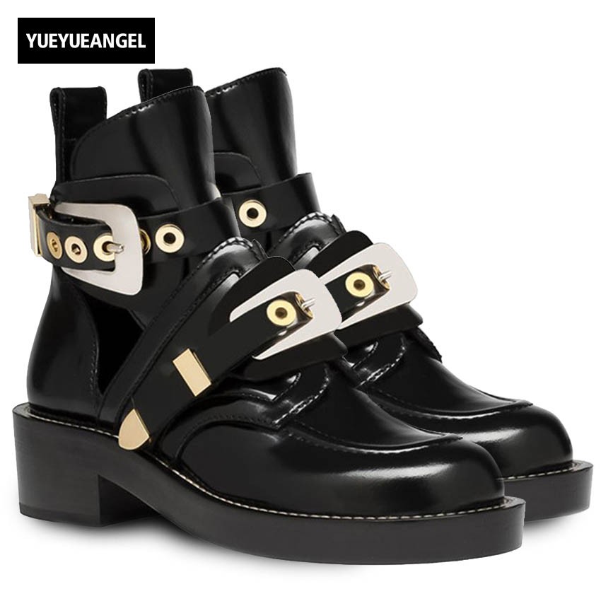 Buckle Strap Thick Heel Ankle Boots Real Leather Women Hollow Out Punk Motorcycle Boots Runway Summer Shoes Plus Size 42, As pic
Buckle Strap Thick Heel Ankle Boots Real Leather Women Hollow Out Punk Motorcycle Boots Runway Summer Shoes Plus Size 42, As pic