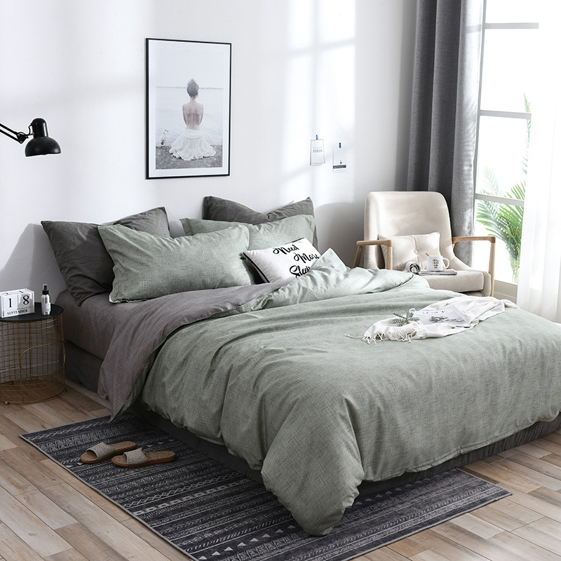 AB side bedding solid simple Modern duvet cover set king queen full twin bed linen brief bed flat sheet