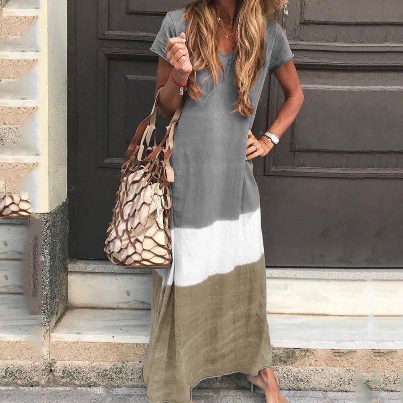 Women Maxi Long Dress Plus Size 2020 Fashion Women Daily Tie-dyed Color Block Loose V Neck Short Sleeve Maxi Beach Dresses
Women Maxi Long Dress Plus Size 2020 Fashion Women Daily Tie-dyed Color Block Loose V Neck Short Sleeve Maxi Beach Dresses