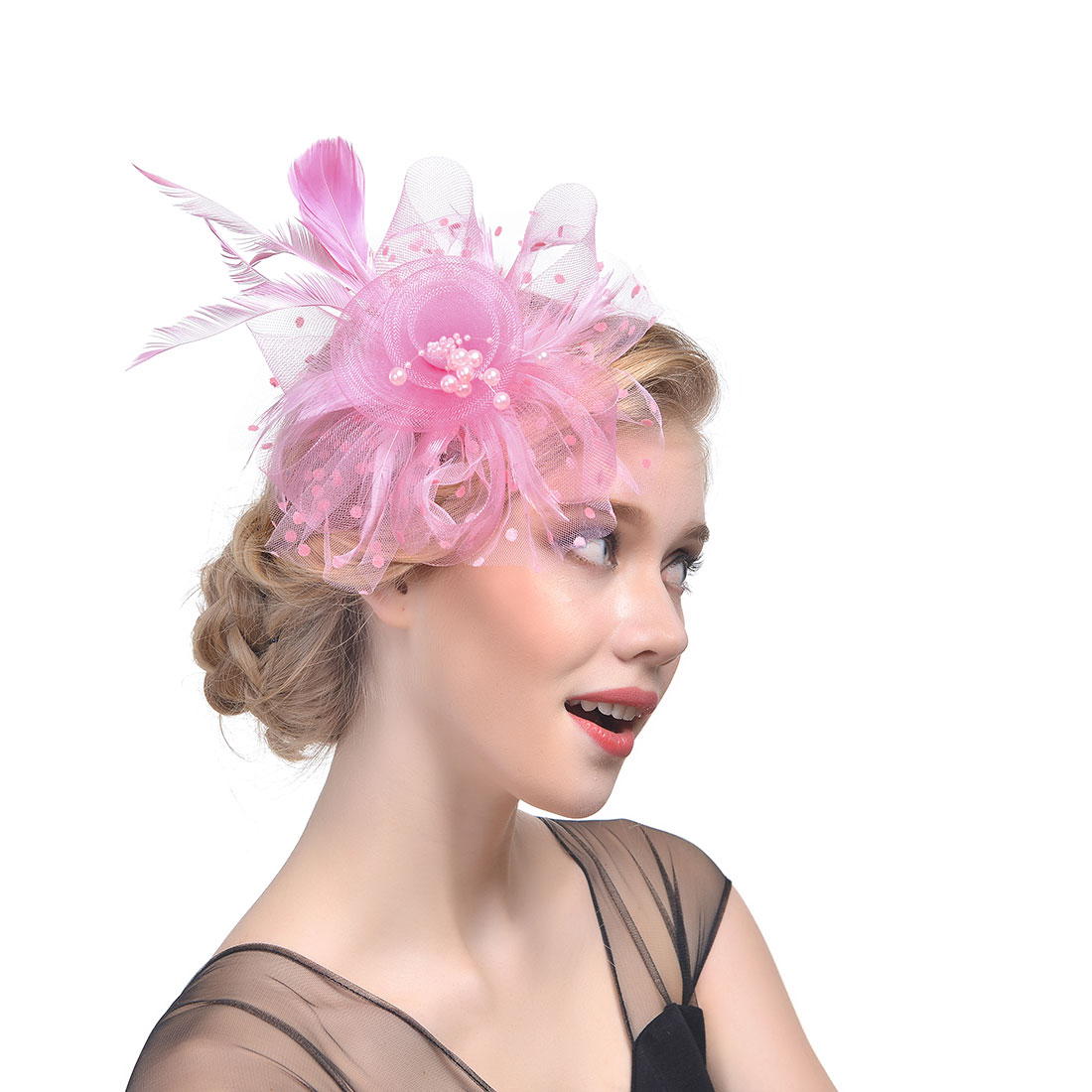 14 Colors Bridal hats Feather Fascinator Hair Bridal Birdcage Veil Hat Wedding Hats Fascinators Cheap Femin Hair Flowers For Wedding Party
