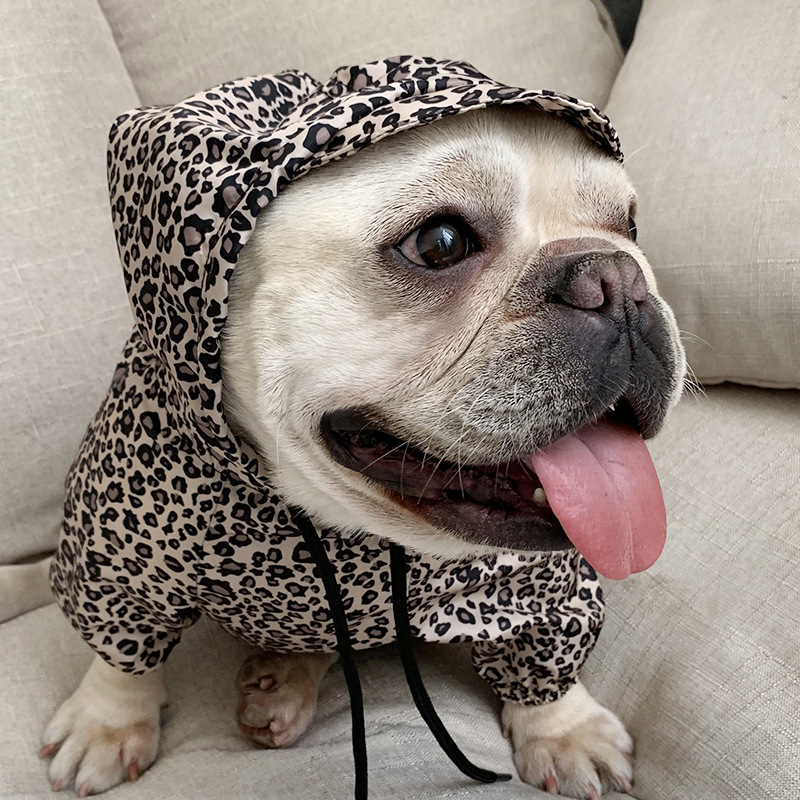 Waterproof Fashion Raincoat Puppy Cat Hoodie Leopard Small Dog Jacket Clothes Pet Supplies french bulldog T200101