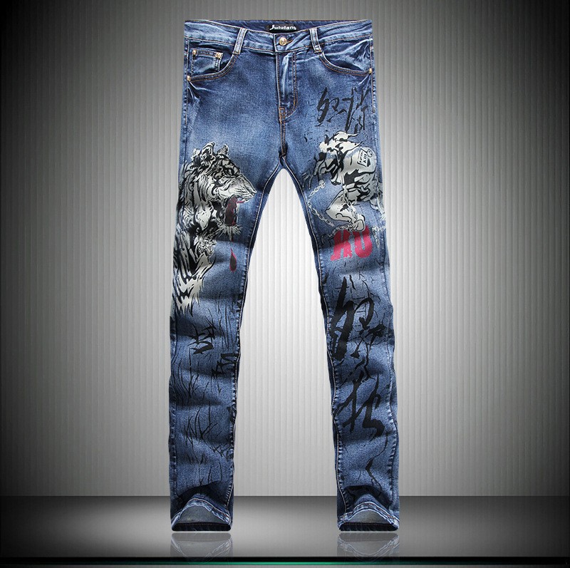 Men's Jeans Spring&Winter Slim Brand Famous Tiger Beauty Printed Skinny Fit Painted Size 28-36 Y033, Blue
Men's Jeans Spring&Winter Slim Brand Famous Tiger Beauty Printed Skinny Fit Painted Size 28-36 Y033, Blue